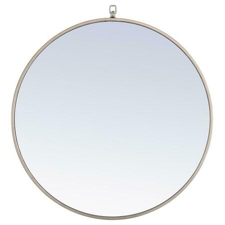 DOBA-BNT 28 in. Eternity Metal Frame Round Mirror with Decorative Hook, Silver SA2943774